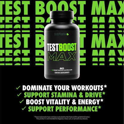 TEST BOOST Max Sculptnation 2.0 Testosterone Build Muscle Men Fat weight Loss  60 capsules (PACK OF THREE)