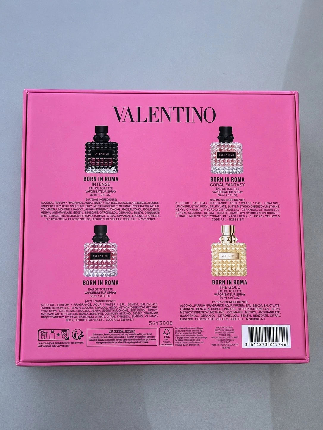 New Valentino Born In Roma Perfume Gift Set 4-Piece Mini Travel Spray Box