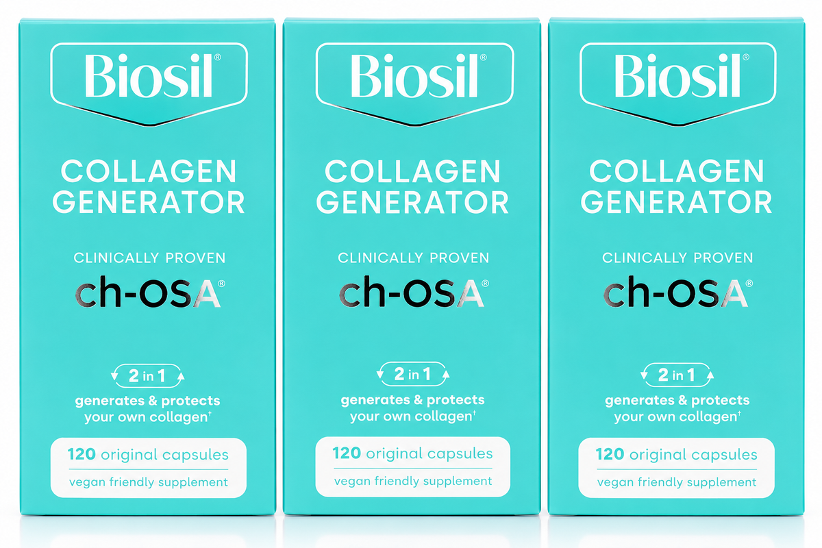 Biosil Collagen Generator with ch-OSA help generate collagen 120 Capsules (PACK OF THREE)