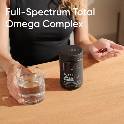 Sports Research Total Omega-3 Fish Oil & Krill Oil 120 Softgels – Heart & Brain Support