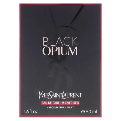 Black Opium by Yves Saint Laurent for Women – 1.6 oz (50ml) Eau de Parfum Over Red Spray