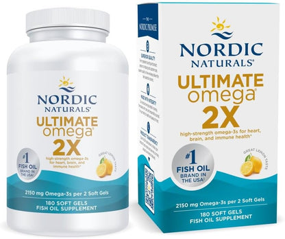 Nordic Naturals Ultimate Omega 2X Lemon 180 Softgels – High Potency Omega-3 EPA & DHA Support