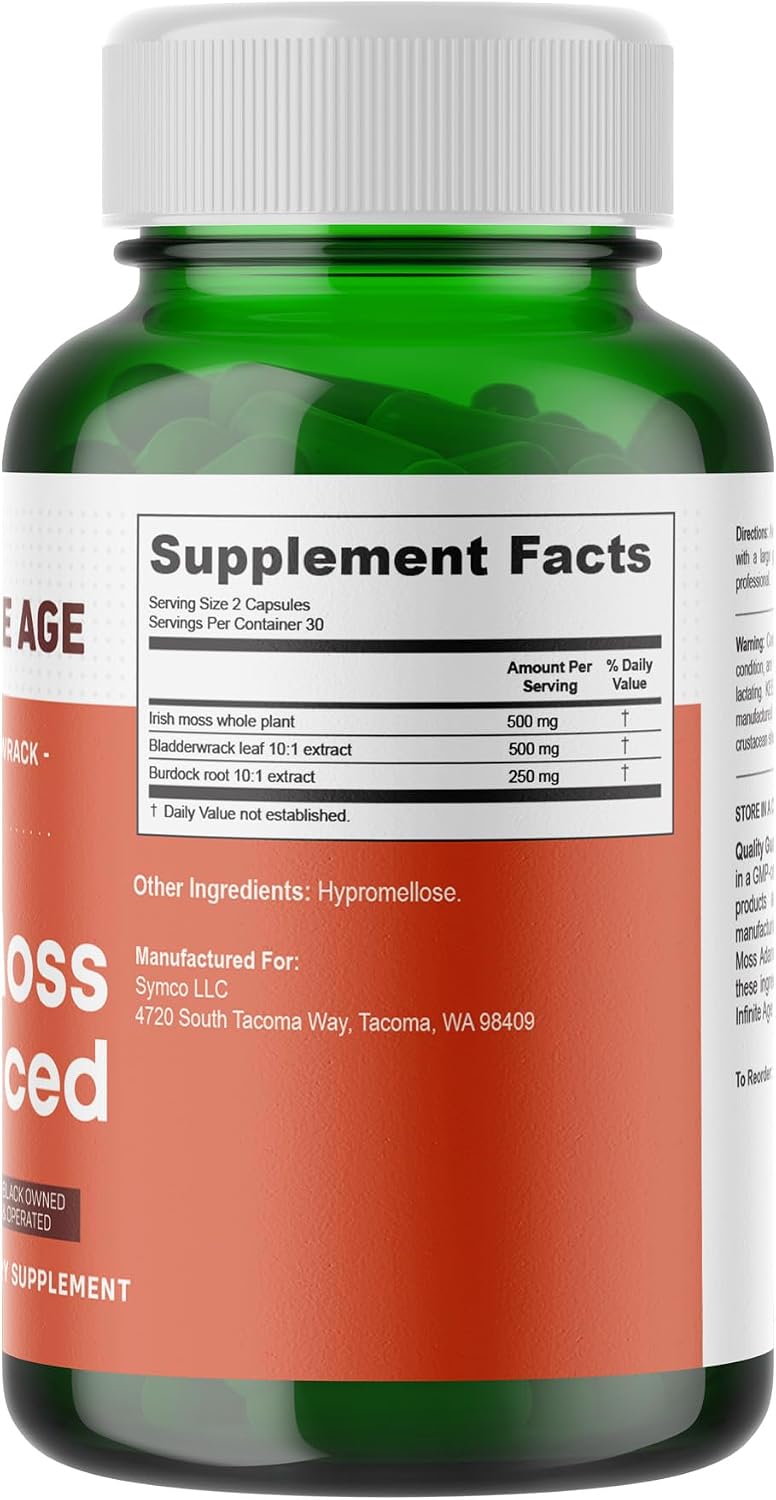 Infinite Age Sea Moss Advanced Superfood Capsules 60 Count – Vegan Irish Sea Moss Blend