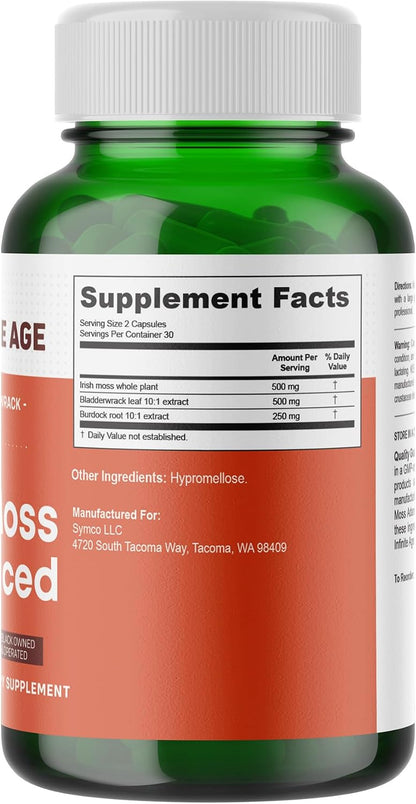 Infinite Age Sea Moss Advanced Superfood Capsules 60 Count – Vegan Irish Sea Moss Blend