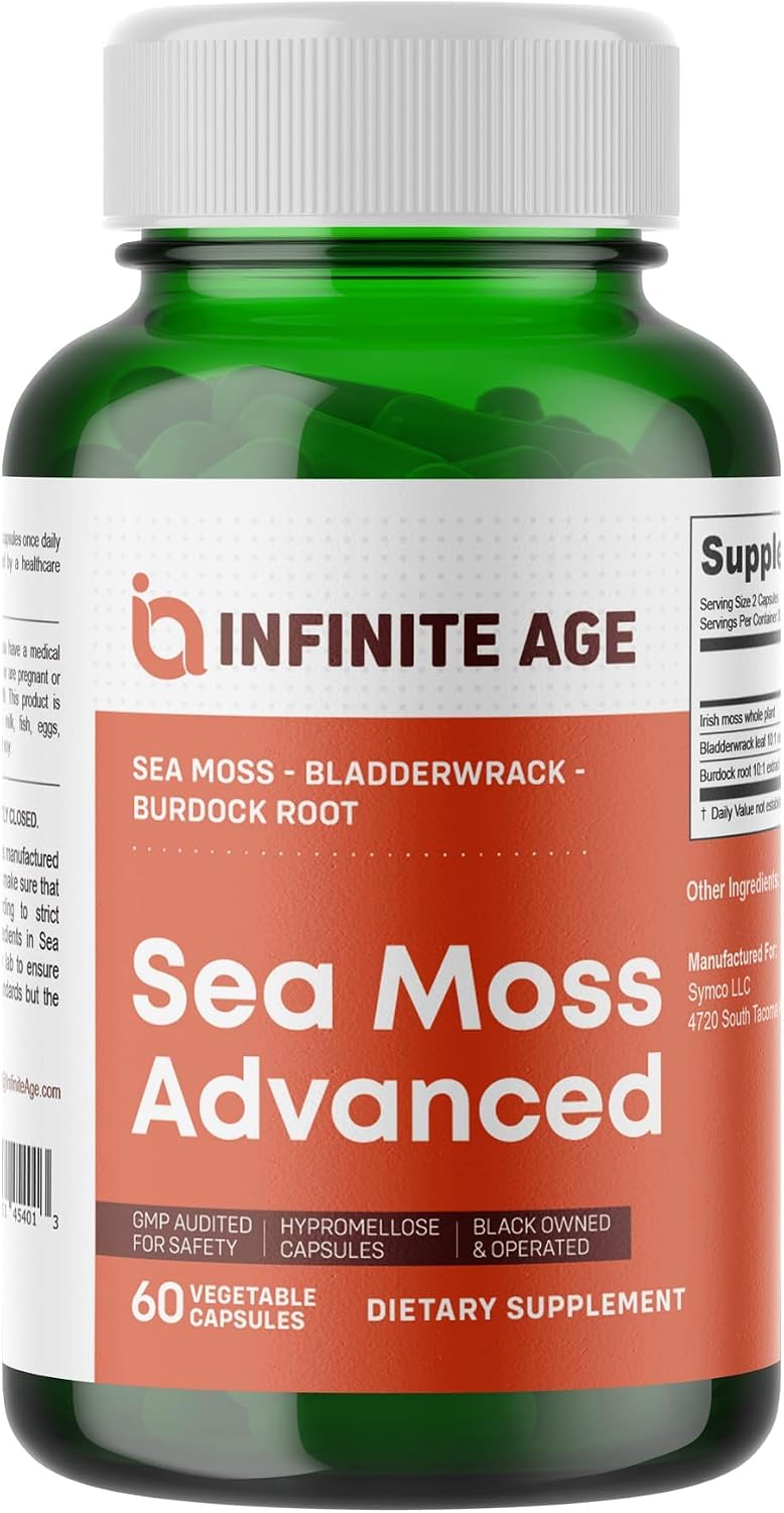 Infinite Age Sea Moss Advanced Superfood Capsules 60 Count – Vegan Irish Sea Moss Blend