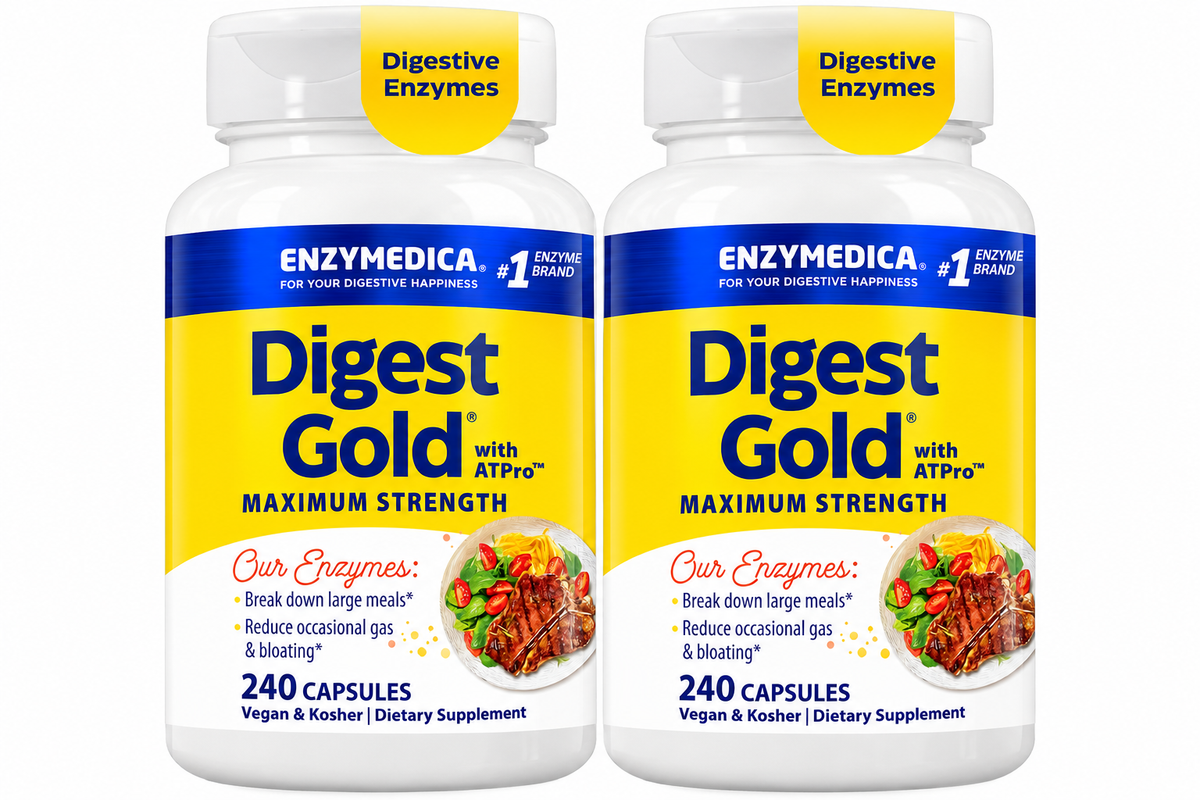 Enzymedica Digest Gold, Maximum Strength, ATPro Energy Support - 240 Caps (PACK OF TWO)