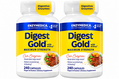 Enzymedica Digest Gold, Maximum Strength, ATPro Energy Support - 240 Caps (PACK OF TWO)