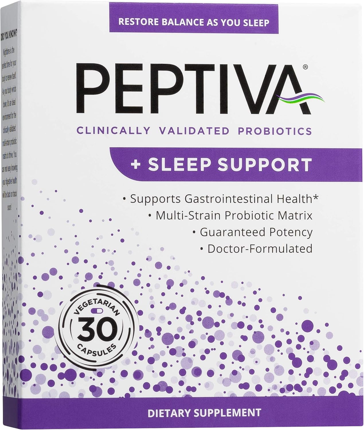 Peptiva 26 Billion CFU Probiotic 30 Capsules – Gut & Sleep Support Formula