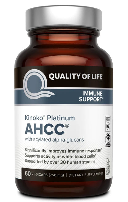 Kinoko Platinum AHCC 750 mg - Immune Supplement - Quality of Life - 60 Count ( PACK OF 2 )