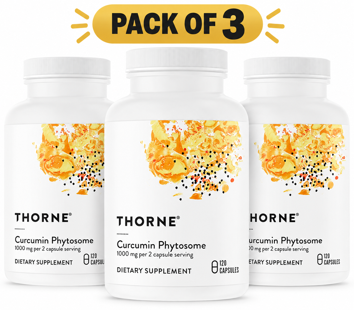 THORNE Curcumin Phytosome 1,000 mg – 120 Capsules Each, Pack of 3 (360 Total) – Factory Sealed