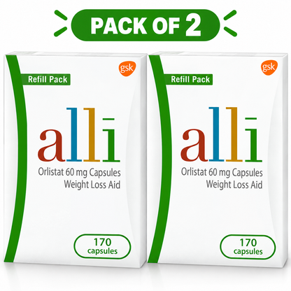alli Weight Loss Supplement, Orlistat 60 mg Capsules, 170 Count Refill Pack ( pack of 2 )