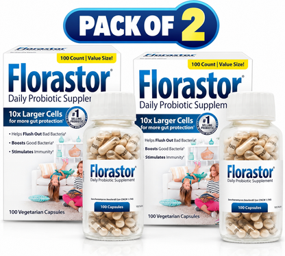Florastor Daily Probiotic Supplement – Saccharomyces boulardii CNCM I-745 – 100 Capsules Each – Pack of 2 (200 Total)