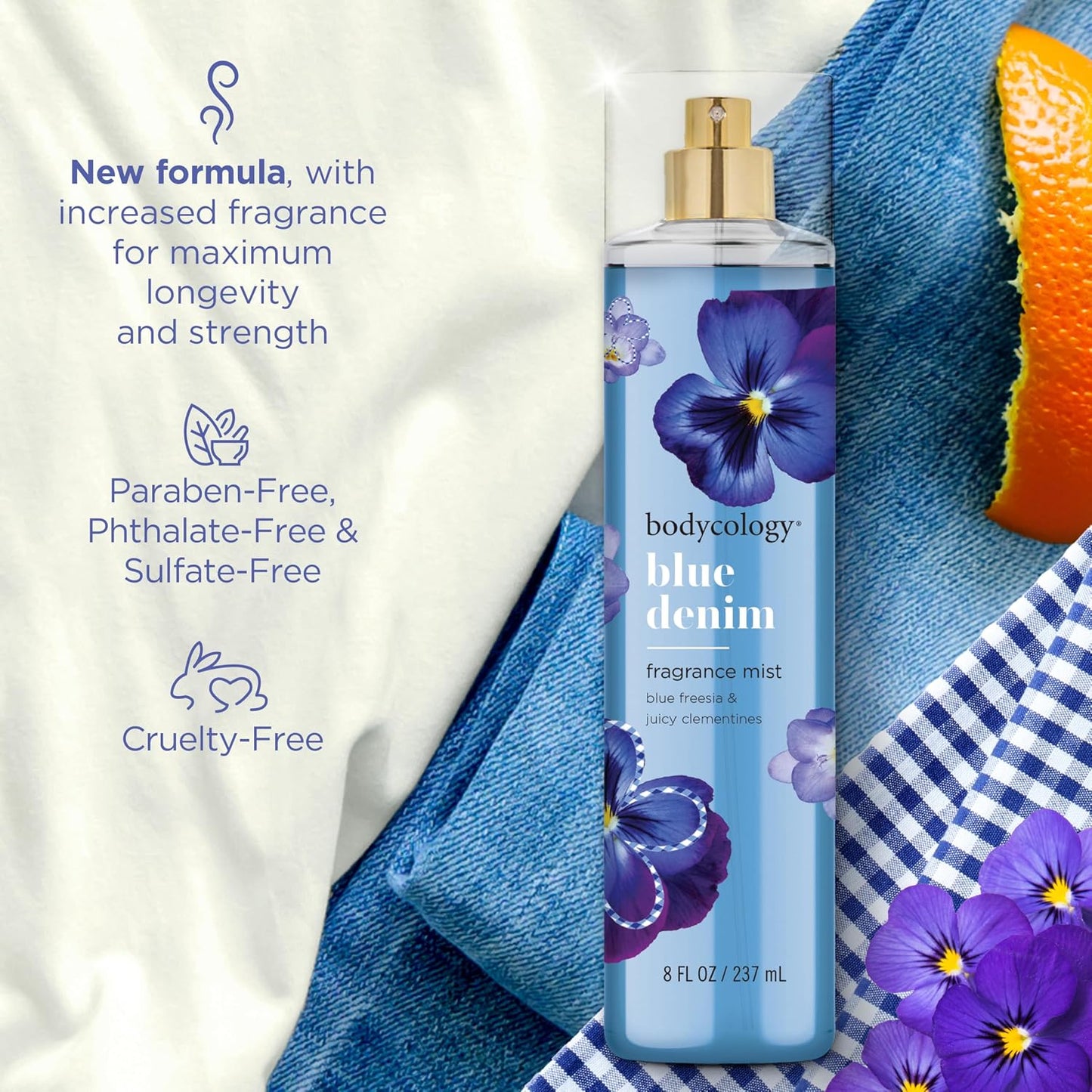 Bodycology Blue Denim Fragrance Body Mist 8 fl oz
