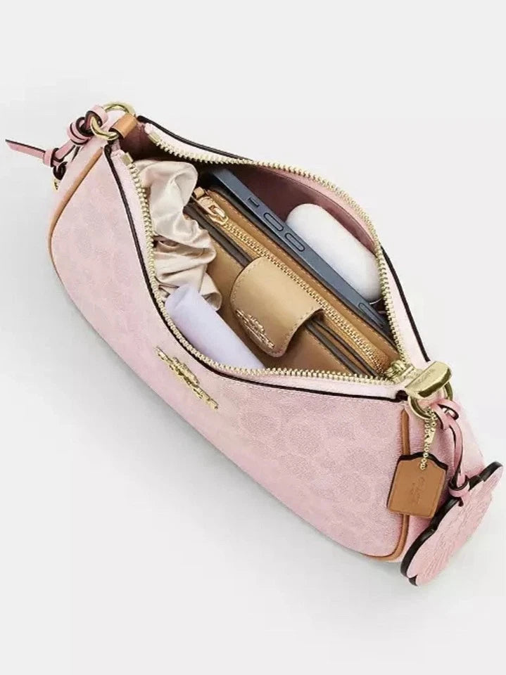 Coach Teri Shoulder Bag – Signature Gold/Powder Pink with Charms