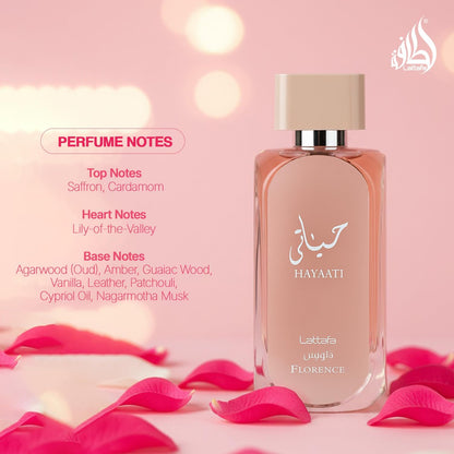 Lattafa Hayaati Florence for Women Eau de Parfum Spray, 3.4 oz / 100ml