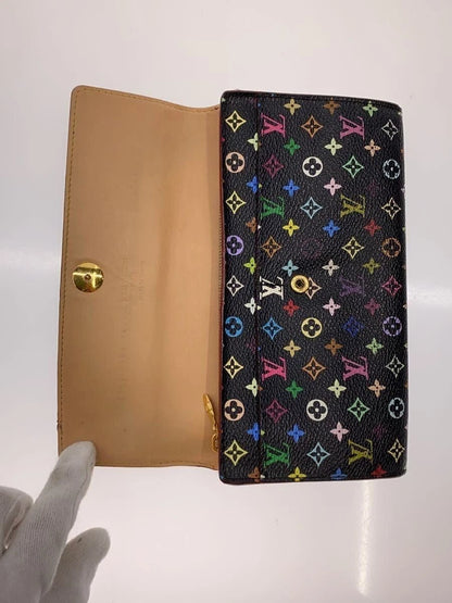 Louis Vuitton Porte Feuille Sarah Long Wallet Monogram Multicolor Noir PVC