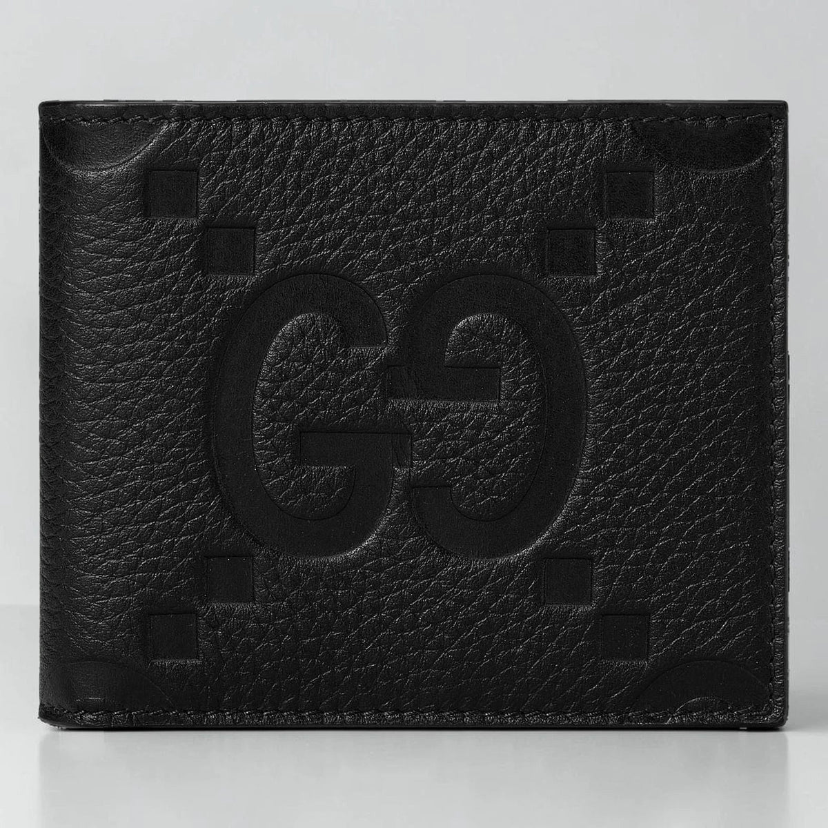 Gucci Jumbo GG Embossed Black Leather Bifold Wallet