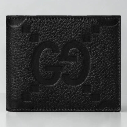 Gucci Jumbo GG Embossed Black Leather Bifold Wallet