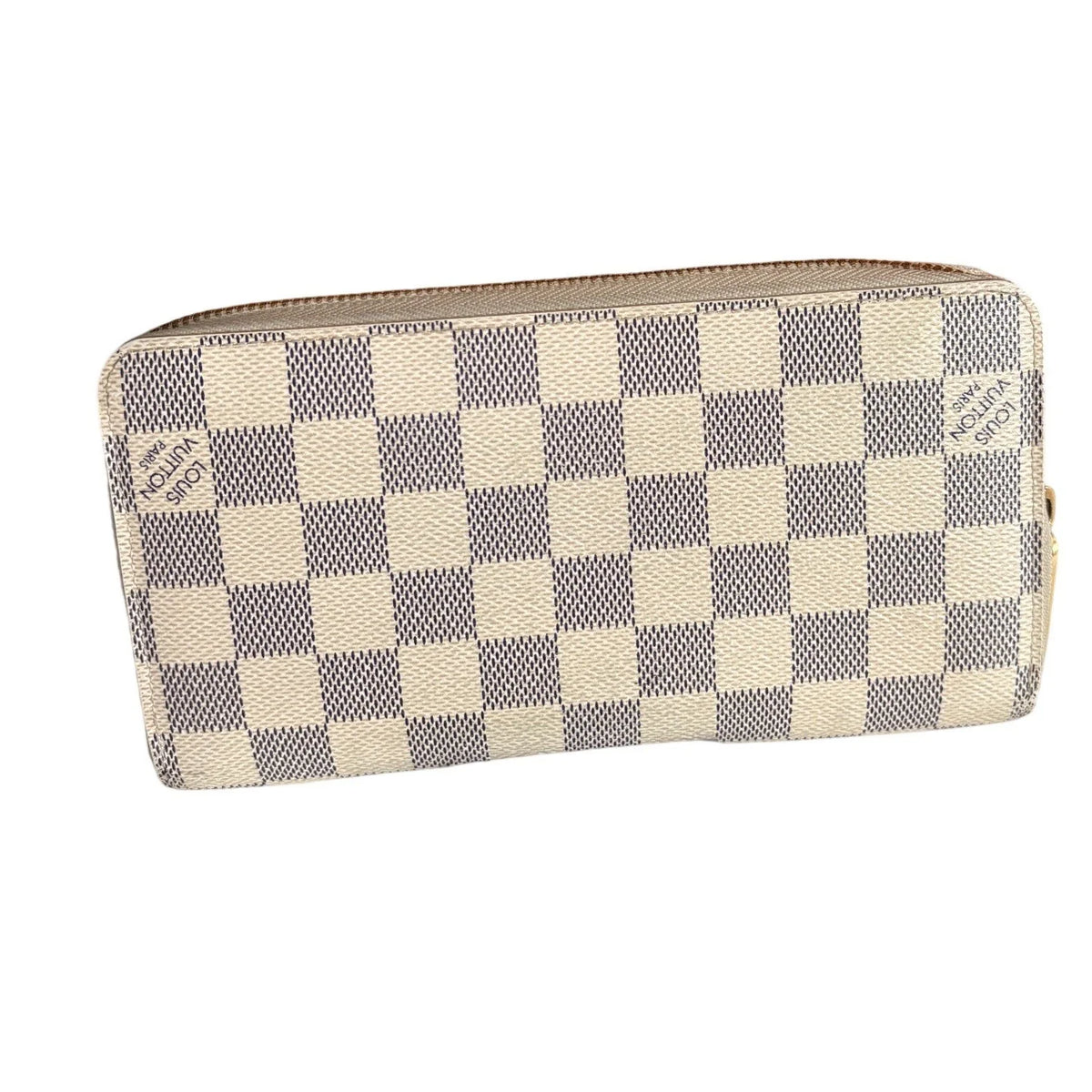 Louis Vuitton Damier Azur Canvas Zippy Wallet With Box Good Pre-Owned Condition