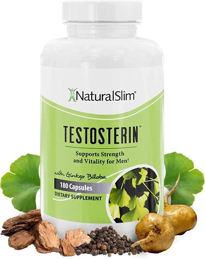 NaturalSlim Testosterin Men’s Multivitamin 180 Capsules – Male Vitality & Wellness Support