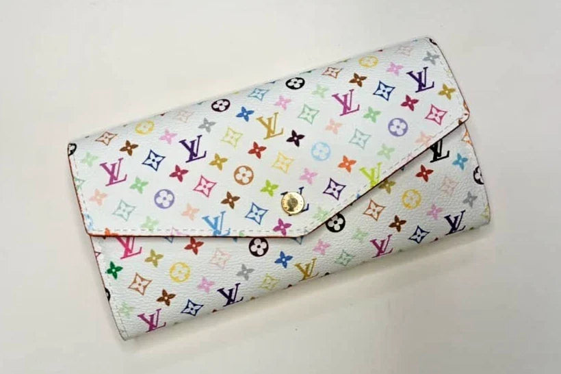 Louis Vuitton White Multicolor Takashi Murakami Sarah Long Wallet Pink Interior