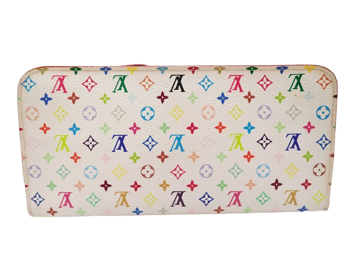 LOUIS VUITTON Monogram Multicolor M93752 Organizer Insolite Long Wallet White