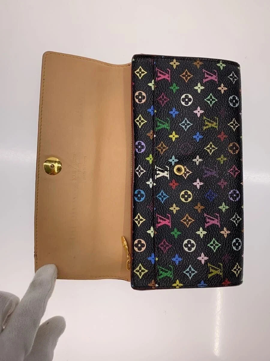 Louis Vuitton Long Wallet Porte Feuille Sarah Monogram Multicolor Noir PVC Used