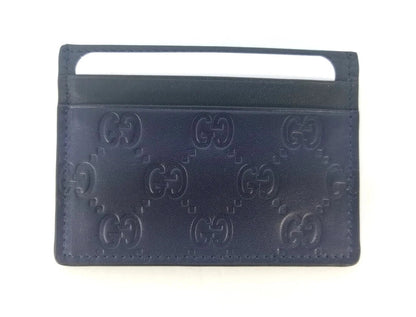 Gucci Guccissima Dark Blue Black Leather Card Case – Men's Card Holder