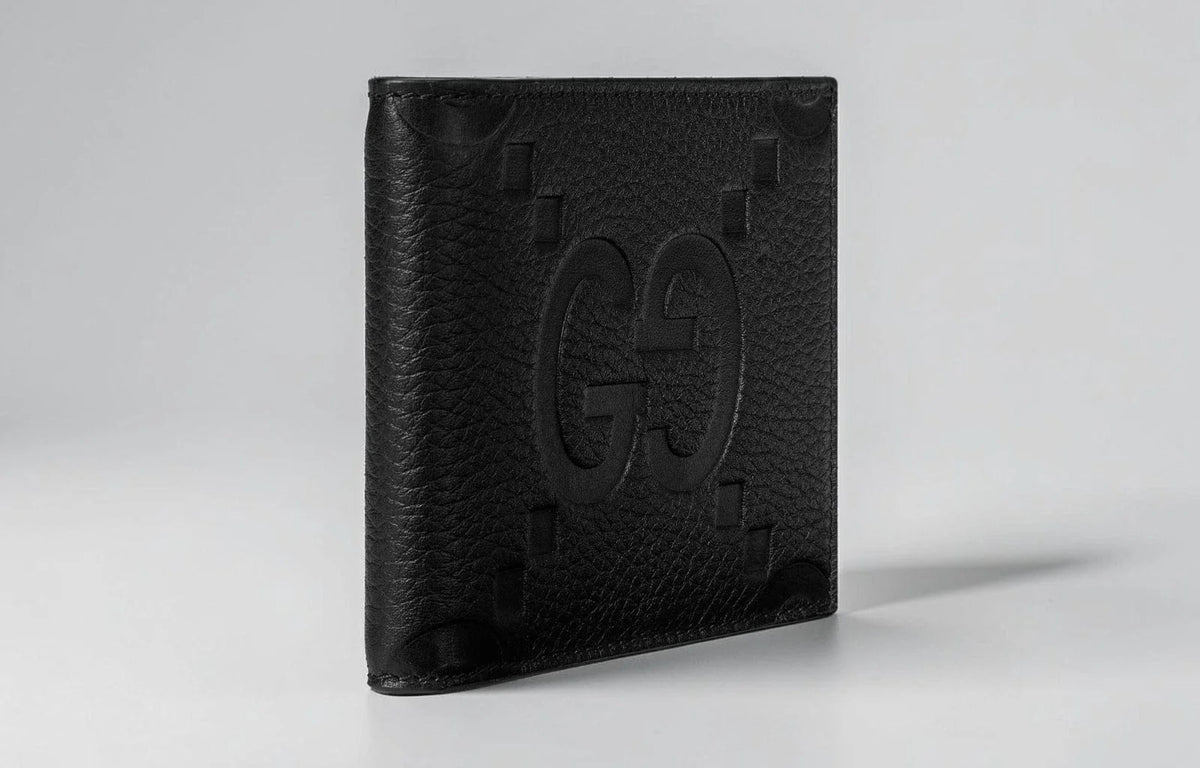 Gucci Jumbo GG Embossed Black Leather Bifold Wallet