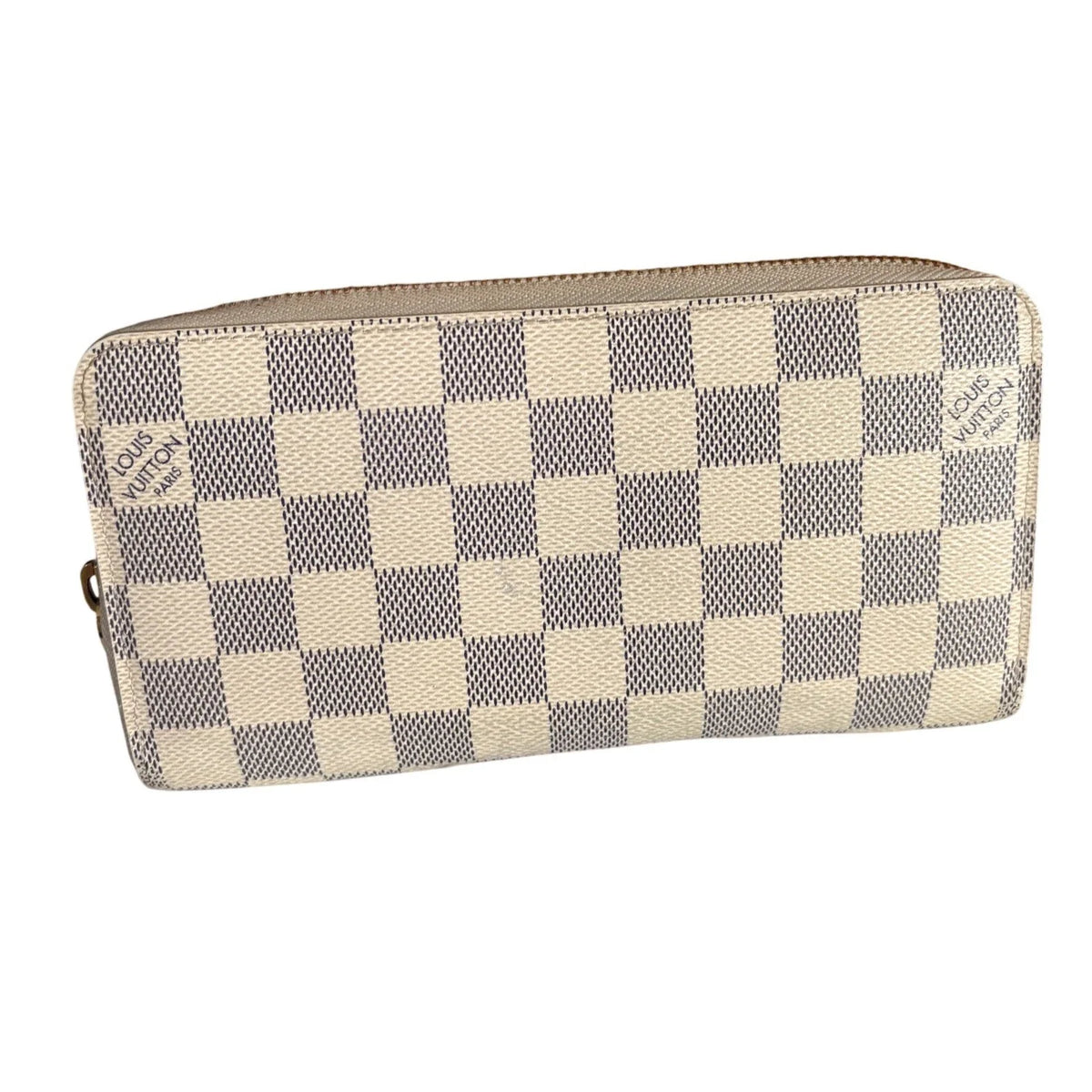 Louis Vuitton Damier Azur Canvas Zippy Wallet With Box Good Pre-Owned Condition