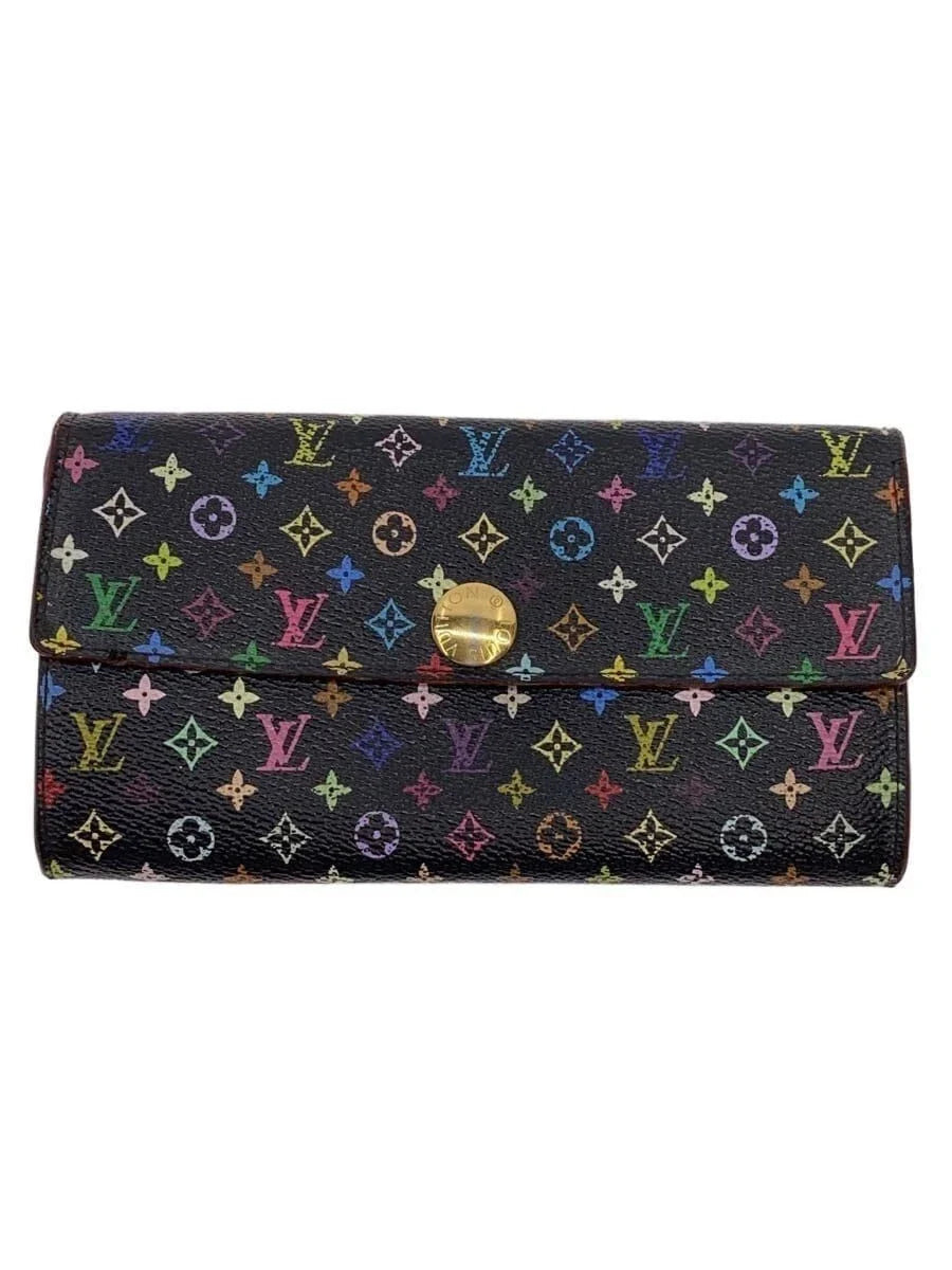Louis Vuitton Long Wallet Porte Feuille Sarah Monogram Multicolor Noir PVC Used