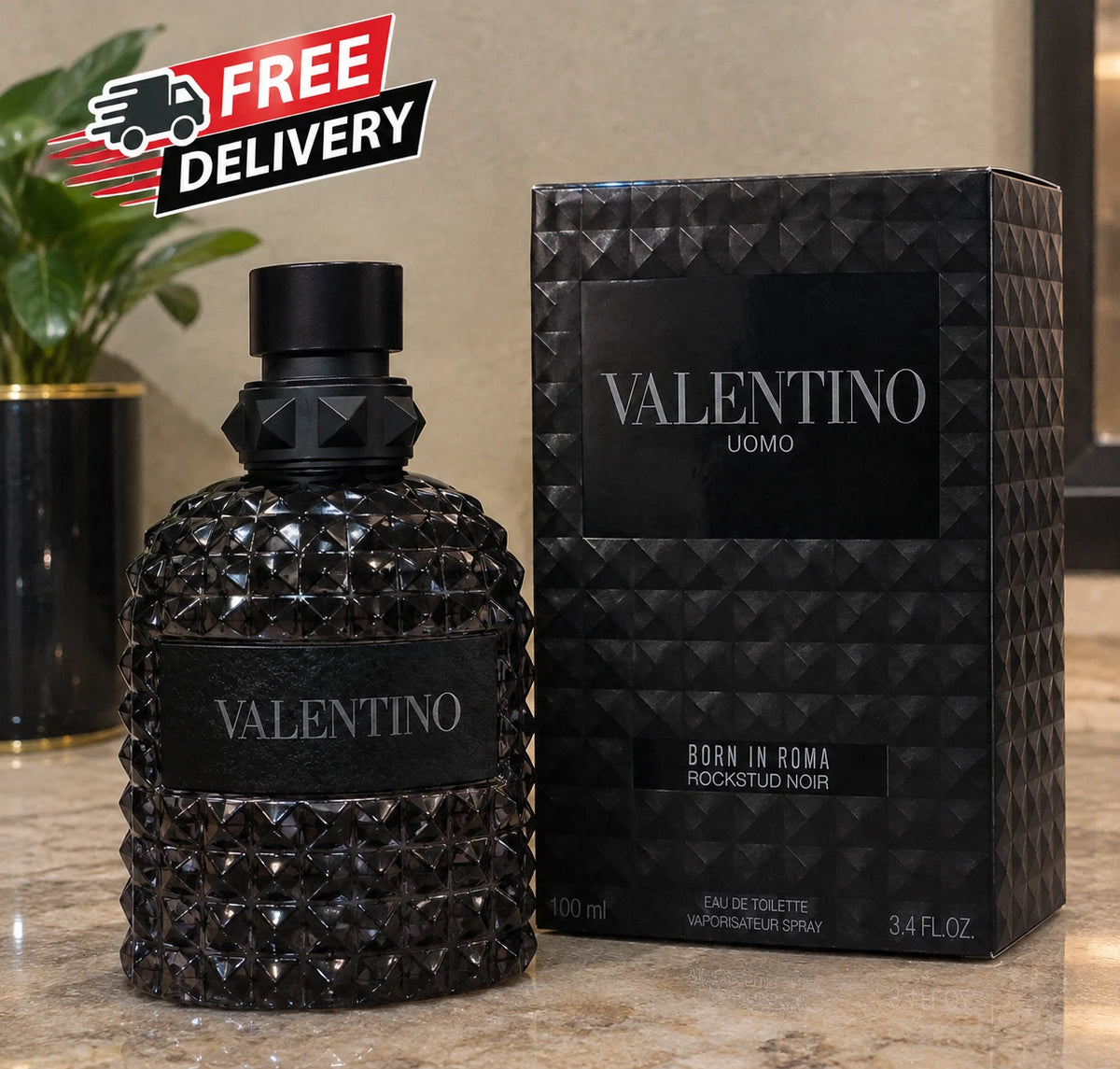 Valentino Uomo Born In Roma Rockstud Noir for Men - 3.4 oz / 100 ml Eau De Toilette Spray
