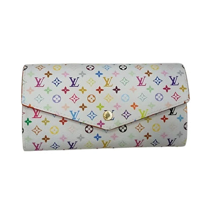 Louis Vuitton White Multicolor Takashi Murakami Sarah Long Wallet Pink Interior